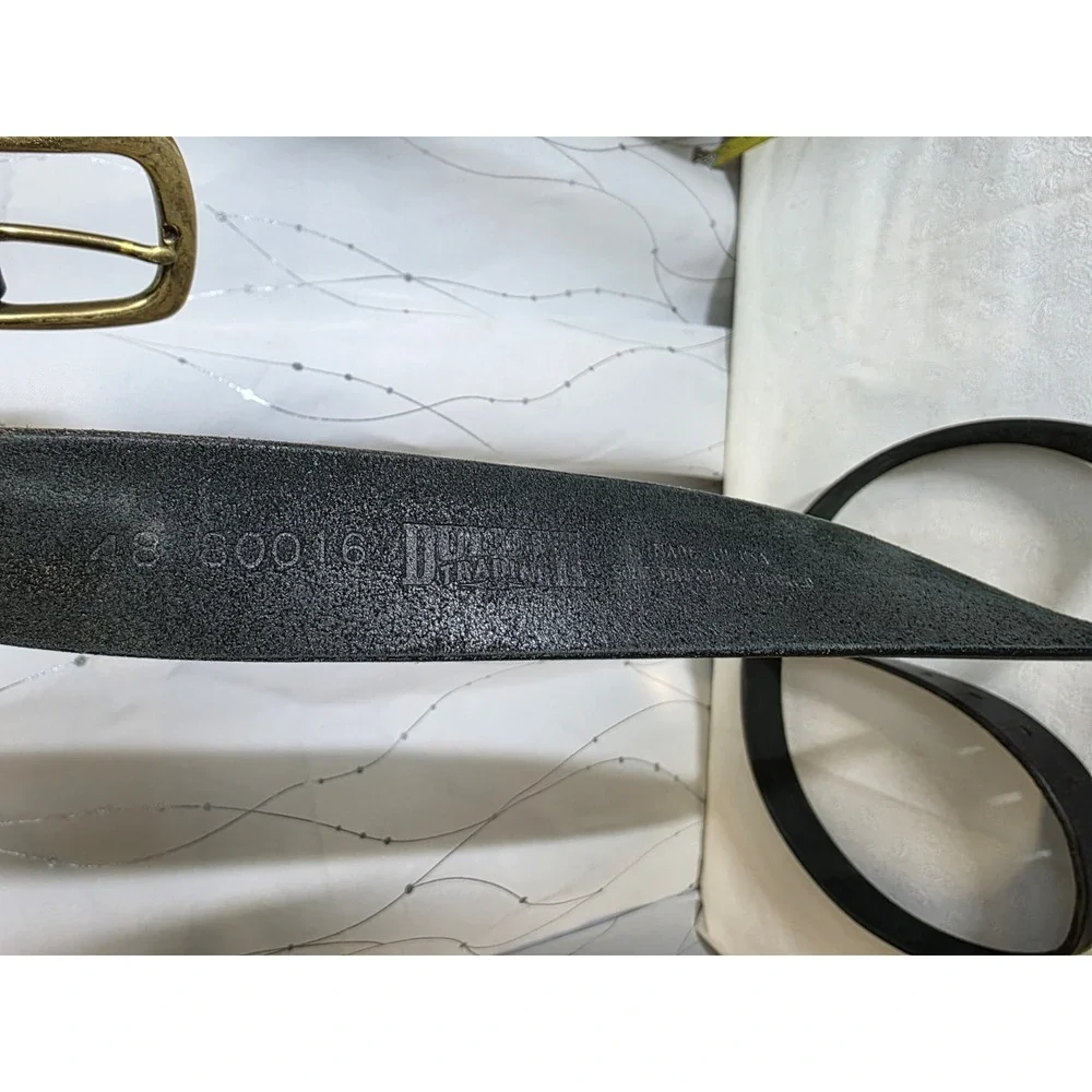 Duluth Trading Mens Belt Black Leather 48 USA Made‎ Imported Material Staple